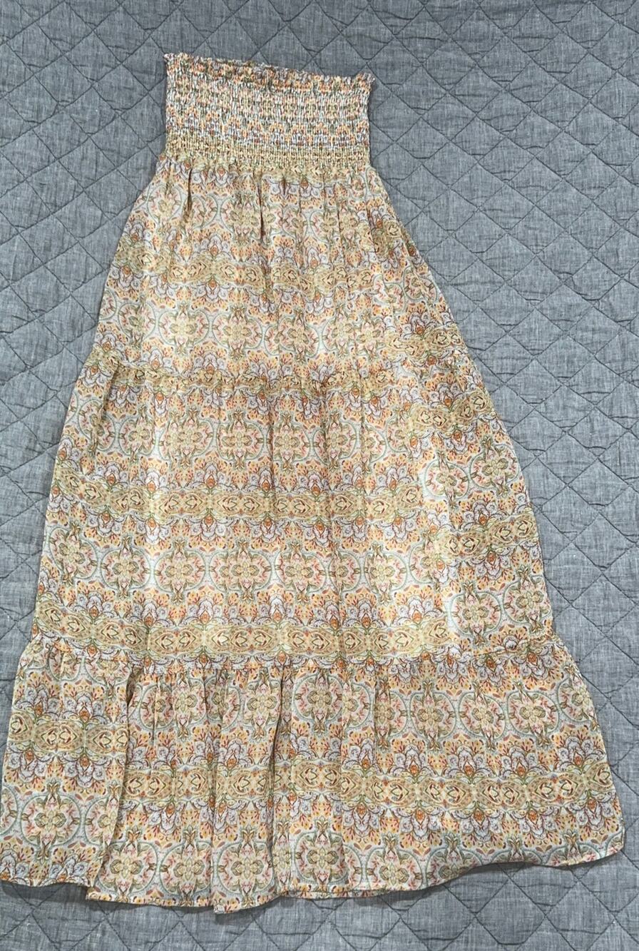 Show Me Your Mumu Tube Top Midi Dress/ Maxi Skirt Small Tiered